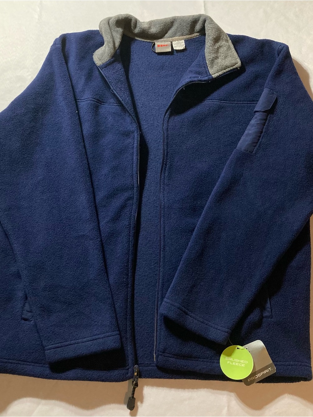 Prospirit Navy Full-Zip Men’s Fleece Jacket with Gray Collar - Picture 2 of 6